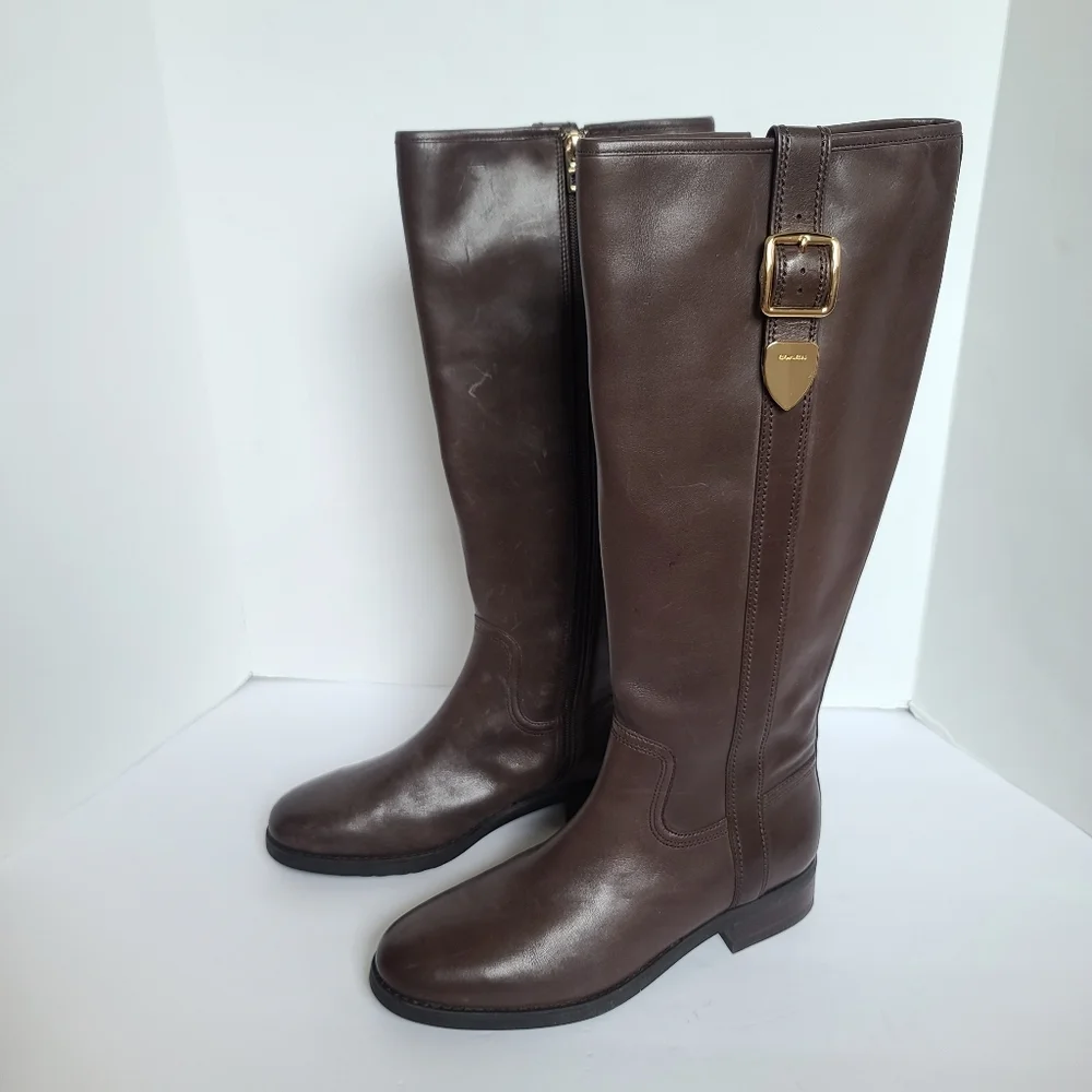 Coach | Easton Semi Matte Calf Riding Boots in Chestnut Size 7